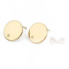 Picture of Brass Ear Post Stud Earrings 18K Real Gold Plated Round W/ Loop 12mm( 4/8") Dia., Post/ Wire Size: (20 gauge), 10 PCs                                                                                                                                         