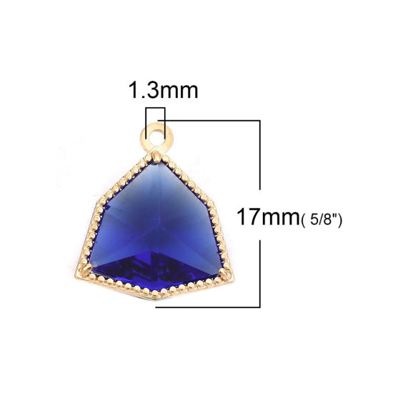 Picture of Brass & Glass Charms Irregular Gold Plated Transparent Clear Faceted 17mm( 5/8") x 15mm( 5/8"), 5 PCs                                                                                                                                                         