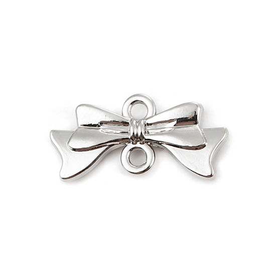 Imagen de Zamak Conectores Bowknot Tono de Plata 20mm x 10mm, 20 Unidades