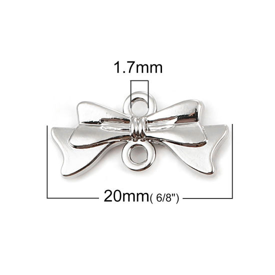 Imagen de Zamak Conectores Bowknot Tono de Plata 20mm x 10mm, 20 Unidades