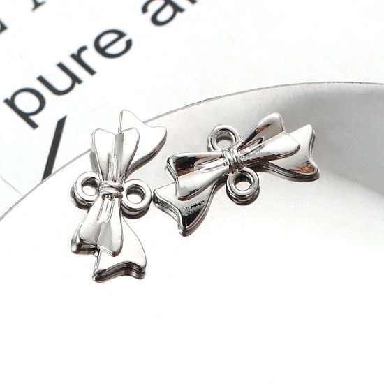 Imagen de Zamak Conectores Bowknot Tono de Plata 20mm x 10mm, 20 Unidades