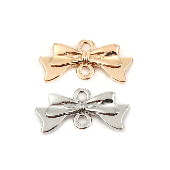 Imagen de Zamak Conectores Bowknot Tono de Plata 20mm x 10mm, 20 Unidades
