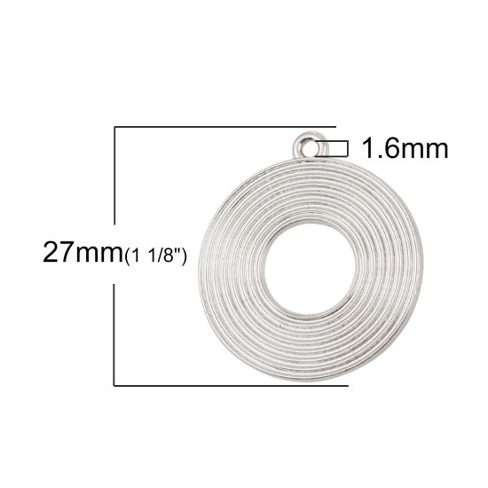 Imagen de Zamak Colgantes Charms Ronda Tono de Plata Círculo 27mm x 24mm, 10 Unidades
