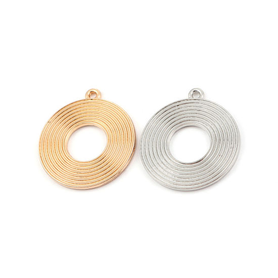 Imagen de Zamak Colgantes Charms Ronda Tono de Plata Círculo 27mm x 24mm, 10 Unidades