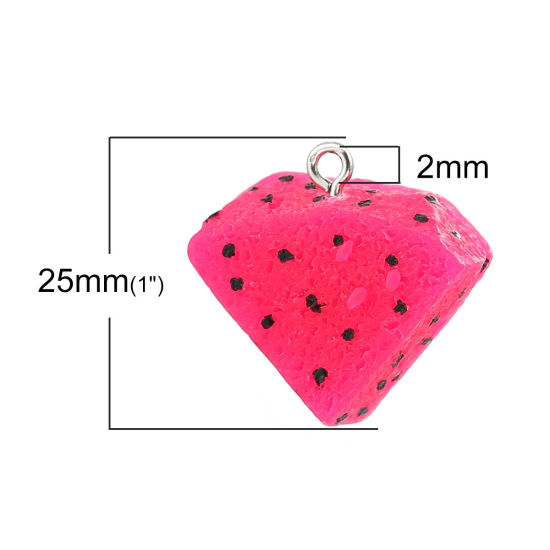 Picture of Resin Charms Pitaya Fuchsia 25mm(1") x 24mm(1"), 5 PCs