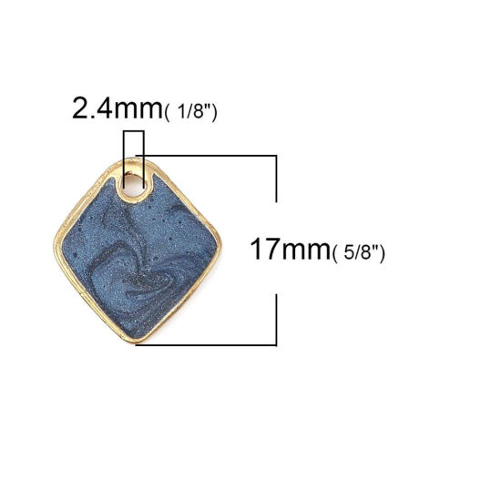 Immagine di Lega di Zinco Smalto Charms Rombo Oro Placcato Rosa Scuro Brillio 17mm x 16mm , 5 Pz