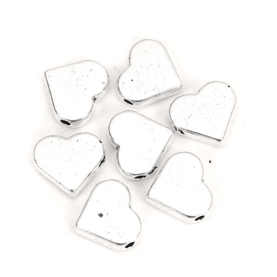 Picture of Zinc Based Alloy Spacer Beads Heart Antique Silver Color 12mm x 11mm, Hole: Approx 1.4mm, 50 PCs