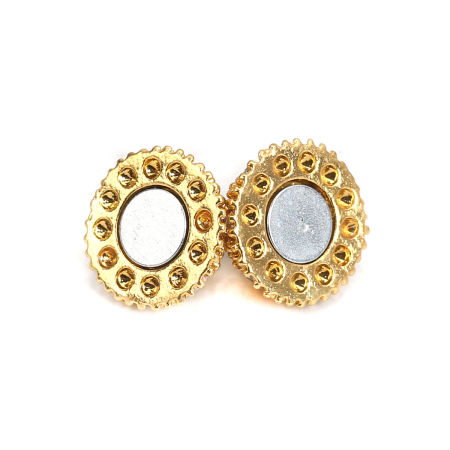Picture of Iron Based Alloy Magnetic Clasps Ball Gunmetal Clear Cubic Zirconia 18mm x 13mm, 4 PCs