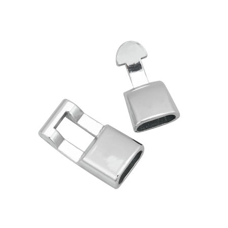 Cierres de Gancho Hierro de Rectángulo , Tono de Plata 36mm x 12mm, 5 Juegos