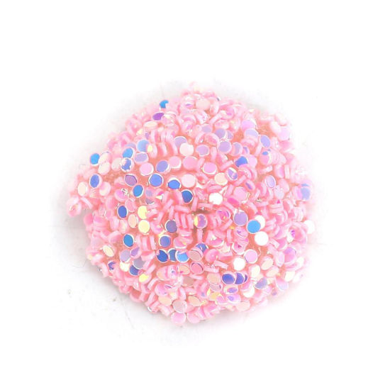 Picture of Acrylic Dome Seals Cabochon Round Coffee AB Rainbow Color Sequins 19mm( 6/8") Dia, 10 PCs