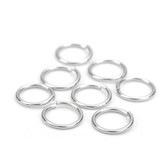 Picture of 1.4mm 304 Stainless Steel Open Jump Rings Findings Silver Tone 13mm( 4/8") Dia., 1 Packet (Approx 600 PCs/Packet)