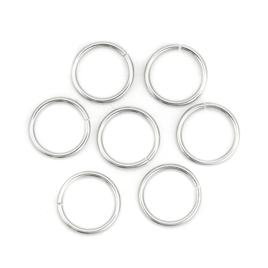 Image de 1.4mm Anneaux de Jonction en 304 Acier Inoxydable Anneaux Ouverts Argent Mat 15mm Dia., 1 Paquet (env. 500 Pcs/Paquet)