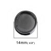 Picture of Zinc Based Alloy Slide Beads Flat Round Black Cabochon Settings (Fits 12mm Dia.) About 14mm Dia, Hole:Approx 10mm x3mm (Fits 10mm x 3mm Cord), 10 PCs