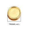 Imagen de Zamak Cuentas Plano Redondo Chapado en Oro Base Camafeo （Se adapta a 12mm ) Aprox 14mm Diámetro, Agujero:Aprox 10mm x3mm (Ajusta 10mm x 3mm Cuerda) 10 Unidades