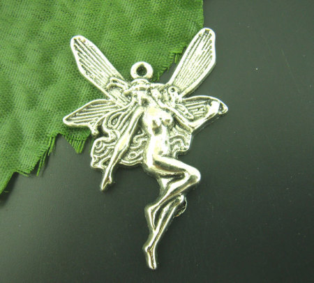 60PCs Antique Silver Color Fairy Charms Pendants 21x15mm