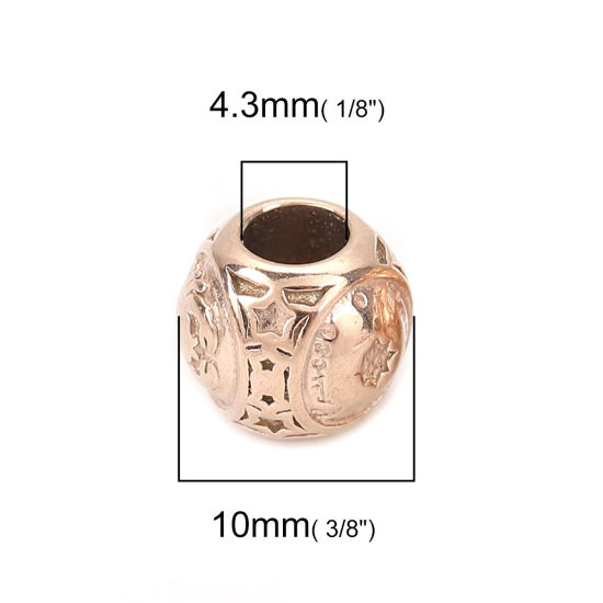 Imagen de 304 Acero Inoxidable Fundición Cuentas Ronda Oro Rosa Constelación Cáncer 10mm Diámetro, Agujero: Aprox 4.3mm, 1 Unidad