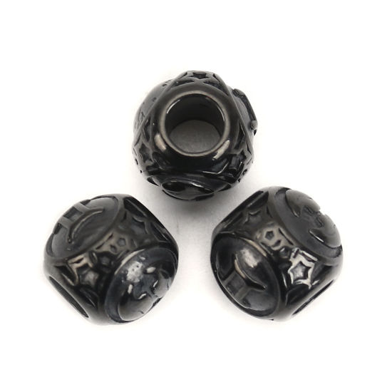 Imagen de 304 Acero Inoxidable Fundición Cuentas Ronda Negro Constelación Géminis 10mm Diámetro, Agujero: Aprox 4.3mm, 1 Unidad