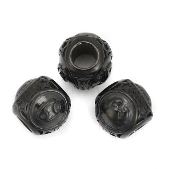 Imagen de 304 Acero Inoxidable Fundición Cuentas Ronda Chapado en Oro Constelación Libra 10mm Diámetro, Agujero: Aprox 4.3mm, 1 Unidad