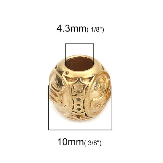 Imagen de 1 Unidad Recubrimiento al Vacío PVD Ecológico 304 Acero Inoxidable Fundición Cuentas Para Hacer Joyas De Bricolaje Chapado en Oro Ronda Constelación Escorpio 10mm Diámetro, Agujero: Aprox 4.3mm