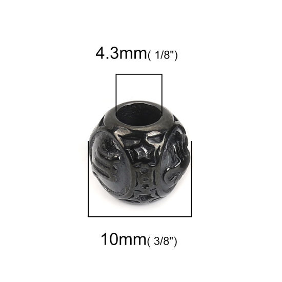 Imagen de 304 Acero Inoxidable Fundición Cuentas Ronda Negro Constelación Escorpio 10mm Diámetro, Agujero: Aprox 4.3mm, 1 Unidad