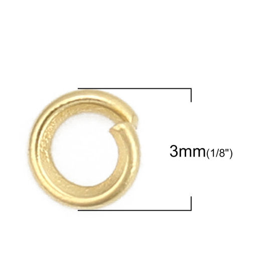 Immagine di 200 Pz 3mm Dia, 0.6mm(23 misura) 304 Acciaio Inossidabile Aperto Stile Anello di Salto Oro Placcato Tondo