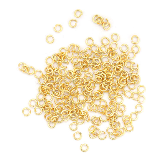 Immagine di 200 Pz 3mm Dia, 0.6mm(23 misura) 304 Acciaio Inossidabile Aperto Stile Anello di Salto Oro Placcato Tondo