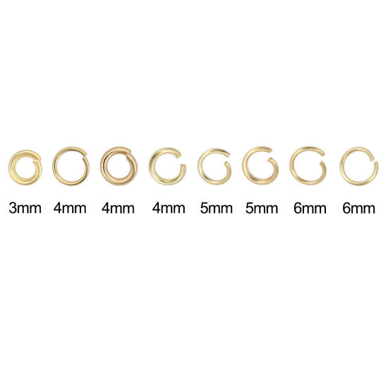 Immagine di 200 Pz 3mm Dia, 0.6mm(23 misura) 304 Acciaio Inossidabile Aperto Stile Anello di Salto Oro Placcato Tondo