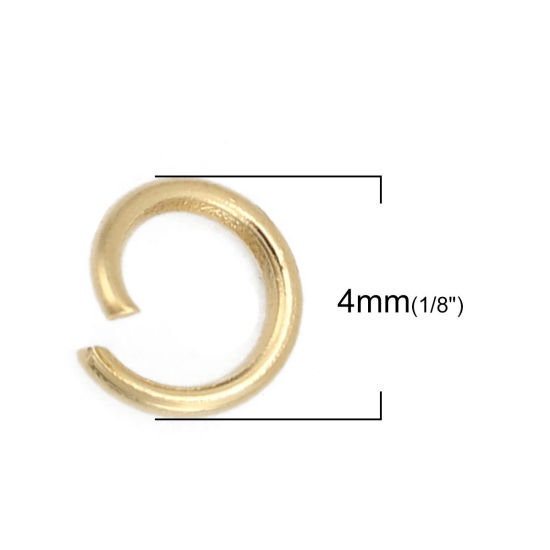 Imagen de 200 Unidades 4mm Diámetro, 0.6mm(23 gauge) 304 Acero Inoxidable Abierto Argollas Chapado en Oro Ronda