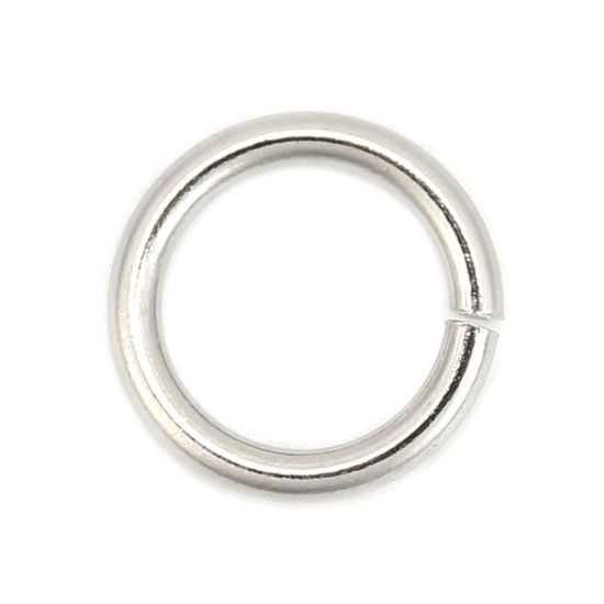 Picture of 1.4mm 304 Stainless Steel Open Jump Rings Findings Silver Tone 10mm( 3/8") Dia., 100 PCs