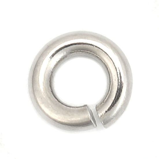 Picture of 1.5mm 304 Stainless Steel Opened Jump Rings Findings Silver Tone 6mm( 2/8") Dia., 100 PCs