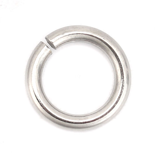 Picture of 1.5mm 304 Stainless Steel Open Jump Rings Findings Silver Tone 9mm( 3/8") Dia., 100 PCs