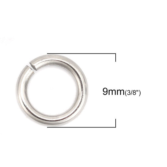 Picture of 1.5mm 304 Stainless Steel Open Jump Rings Findings Silver Tone 9mm( 3/8") Dia., 100 PCs