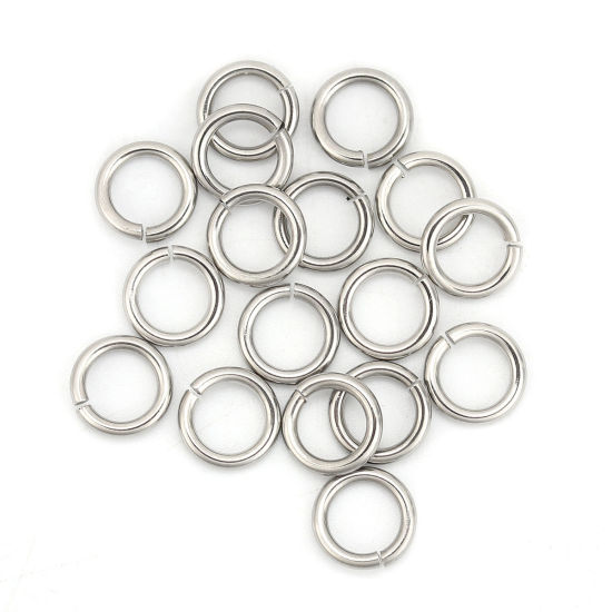 Picture of 1.5mm 304 Stainless Steel Open Jump Rings Findings Silver Tone 9mm( 3/8") Dia., 100 PCs