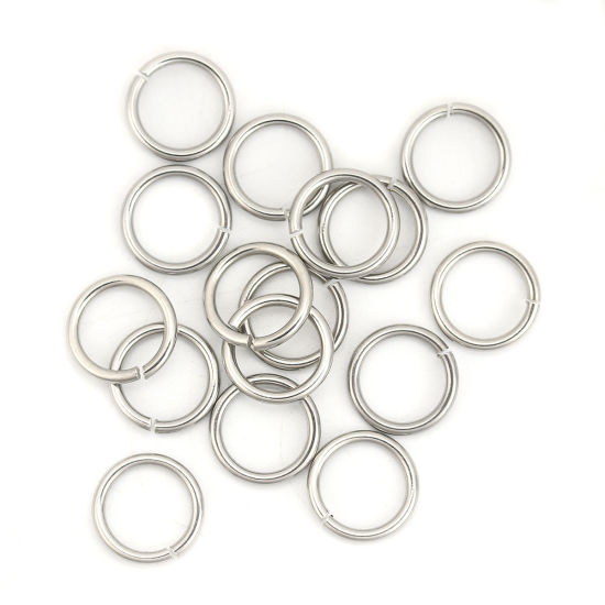 Picture of 100 PCs 12mm Dia., 1.5mm(15 gauge) 304 Stainless Steel Open Jump Rings Findings For Jewelry Making Silver Tone Round