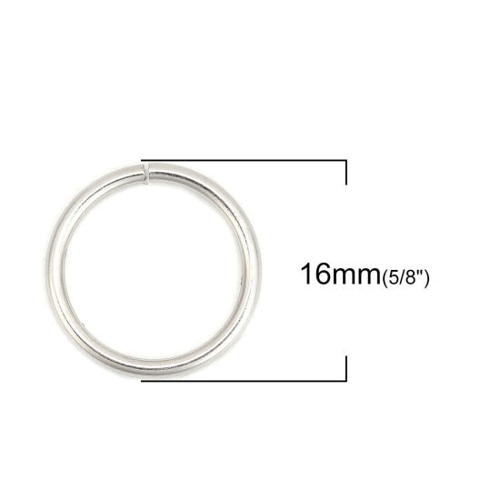 Picture of 1.5mm 304 Stainless Steel Open Jump Rings Findings Silver Tone 16mm( 5/8") Dia., 100 PCs