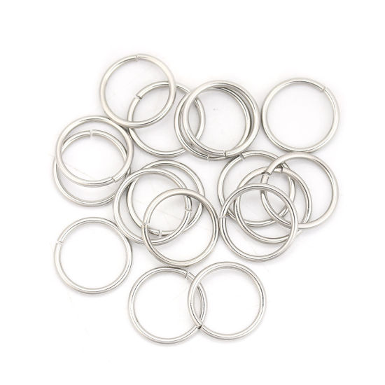 Picture of 100 PCs 16mm Dia., 1.5mm(15 gauge) 304 Stainless Steel Open Jump Rings Findings For Jewelry Making Silver Tone Round