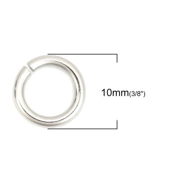 Picture of 1.6mm 304 Stainless Steel Open Jump Rings Findings Silver Tone 10mm( 3/8") Dia., 100 PCs