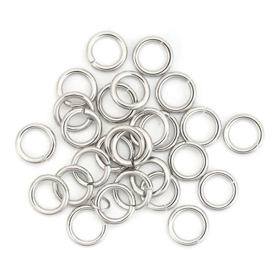 Picture of 1.6mm 304 Stainless Steel Open Jump Rings Findings Silver Tone 10mm( 3/8") Dia., 100 PCs