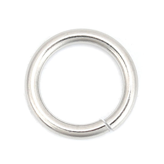 Picture of 100 PCs 12mm Dia., 1.6mm(14 gauge) 304 Stainless Steel Open Jump Rings Findings For Jewelry Making Silver Tone Round