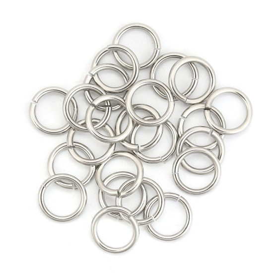 Picture of 100 PCs 12mm Dia., 1.6mm(14 gauge) 304 Stainless Steel Open Jump Rings Findings For Jewelry Making Silver Tone Round