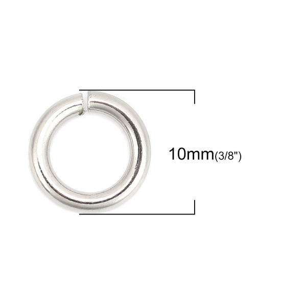 Picture of 1.8mm 304 Stainless Steel Open Jump Rings Findings Silver Tone 10mm( 3/8") Dia., 50 PCs