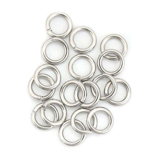 Picture of 1.8mm 304 Stainless Steel Open Jump Rings Findings Silver Tone 10mm( 3/8") Dia., 50 PCs