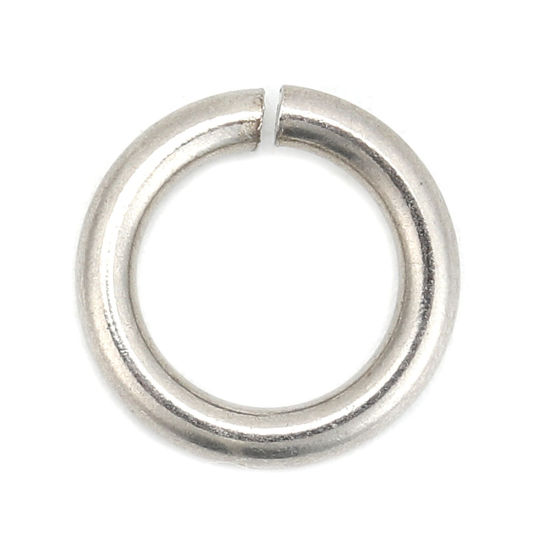 Picture of 1.8mm 304 Stainless Steel Open Jump Rings Findings Silver Tone 11mm( 3/8") Dia., 50 PCs