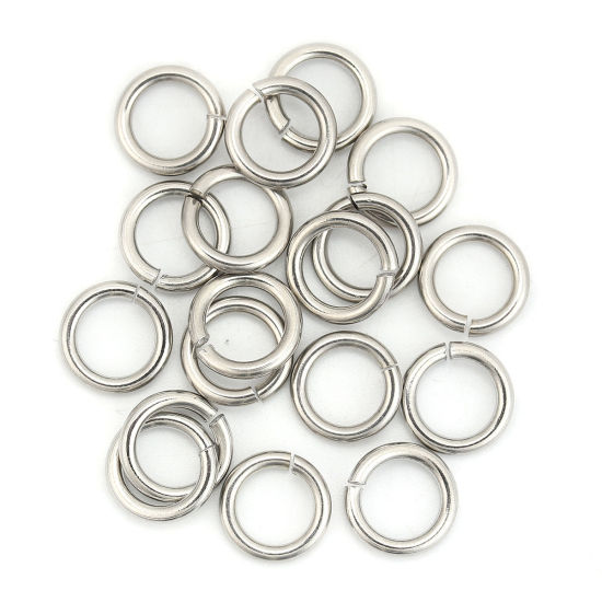 Picture of 1.8mm 304 Stainless Steel Open Jump Rings Findings Silver Tone 11mm( 3/8") Dia., 50 PCs