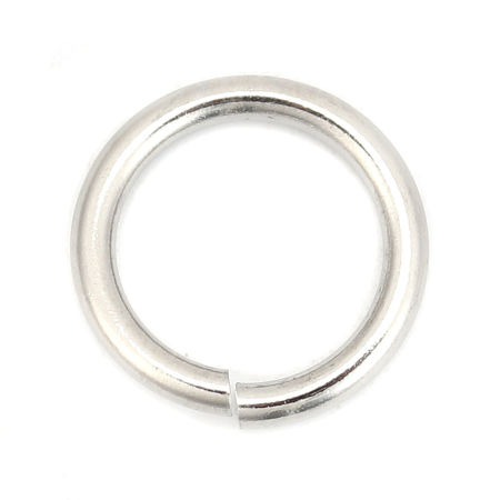 Picture of 50 PCs 14mm Dia., 1.8mm(13 gauge) 304 Stainless Steel Open Jump Rings Findings For Jewelry Making Silver Tone Round