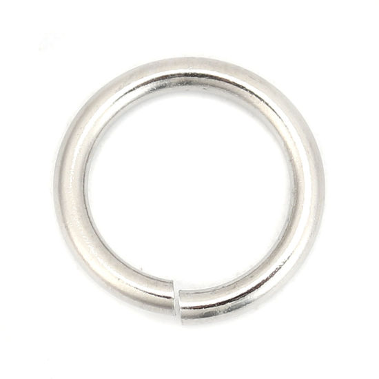 Immagine di 50 Pz 14mm Dia, 1.8mm(13 misura) 304 Acciaio Inossidabile Aperto Stile Anello di Salto Tono Argento Tondo