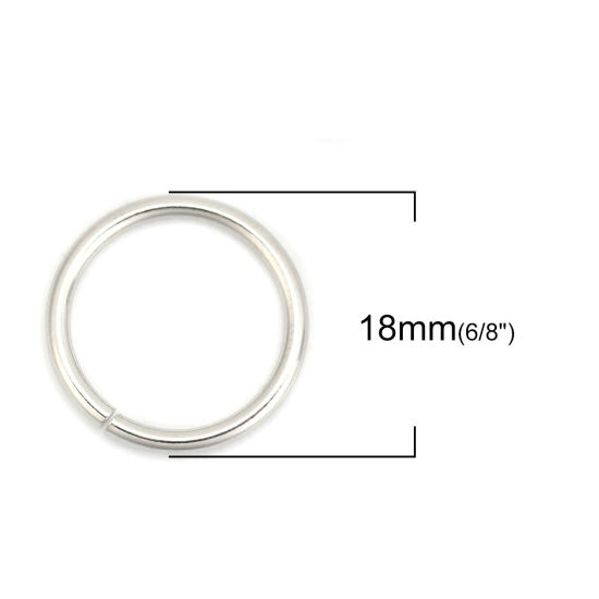 Picture of 1.8mm 304 Stainless Steel Open Jump Rings Findings Silver Tone 18mm( 6/8") Dia., 50 PCs