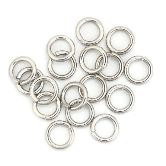 Picture of 2mm 304 Stainless Steel Open Jump Rings Findings Silver Tone 11mm( 3/8") Dia., 50 PCs