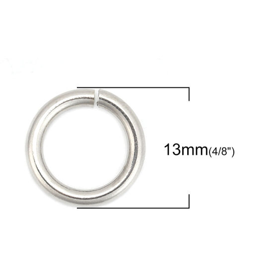 Picture of 2mm 304 Stainless Steel Open Jump Rings Findings Silver Tone 13mm( 4/8") Dia., 50 PCs