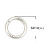 Picture of 50 PCs 14mm Dia., 2mm(12 gauge) 304 Stainless Steel Open Jump Rings Findings For Jewelry Making Silver Tone Round